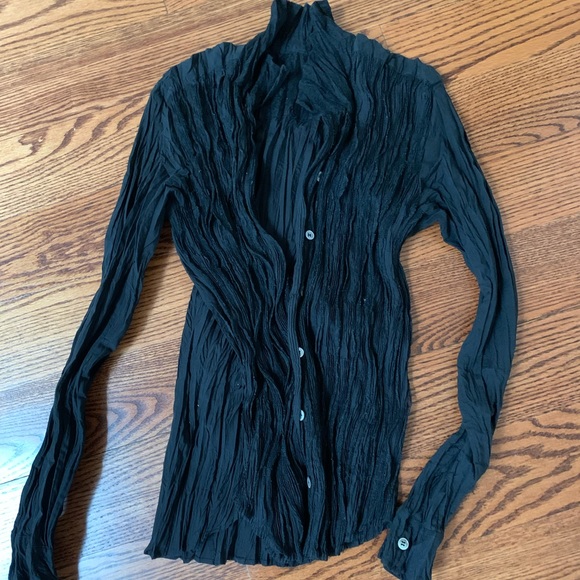 Issey Miyake Tops - Issey miyake white label, black blouse, eurosize 3